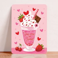 Map Love Valentine You Are Sweet Milkshake Hart Postcard