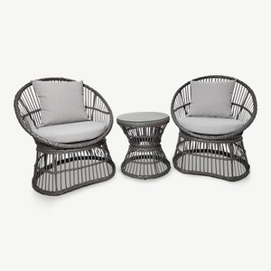 Allegra Rattan-Lounge-Set, Grau