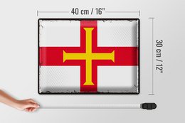 Blechschild Flagge Guernsey 40x30cm Retro Flag of Guernsey