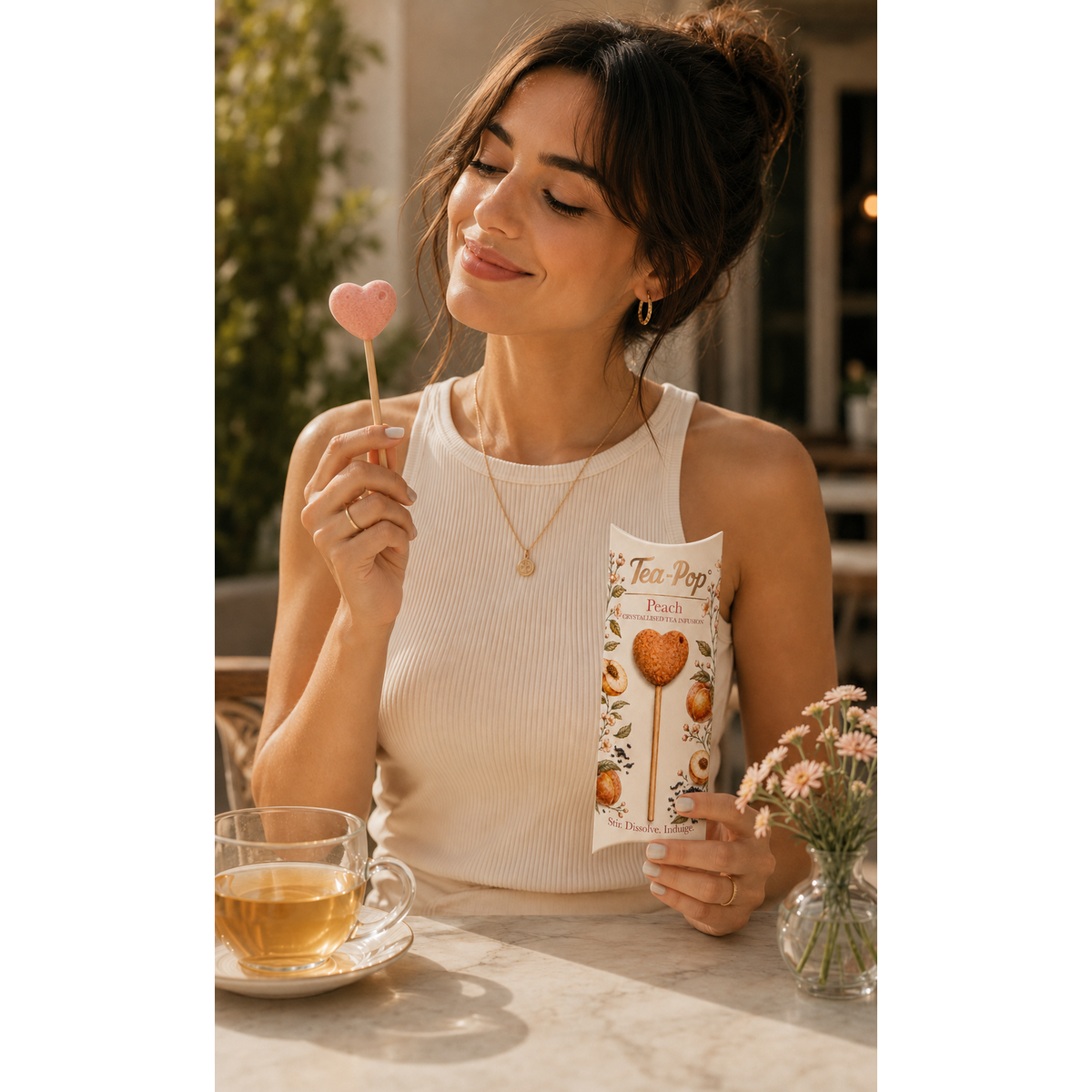 TEA-POP Thé sur un bâton | Pêche | Plateau de présentation de 20 bâtons