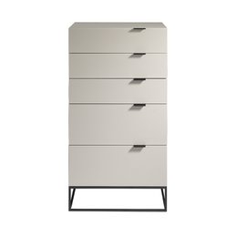 Chiffonier i Pearl Grey træ og sort stål