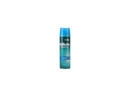  Blue aerosol shaving gel bottle, Gillette Mach 3 brand, 200ml pre-shave product for men's grooming.