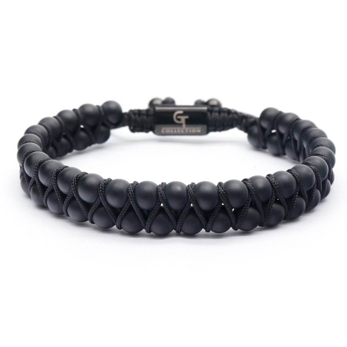 Men's BLACK ONYX Double Bead Bracelet