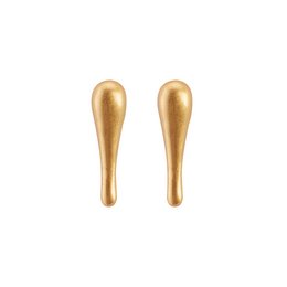 Elegant gold-plated pearl stud earrings with a simple, teardrop-shaped design. Suitable for formal or casual wear.