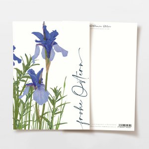 Osterkarte blaue Iris frohe Ostern, FSC Papier