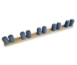 Wooden clothing rack with 8 gray pegs for hanging clothes or accessories.