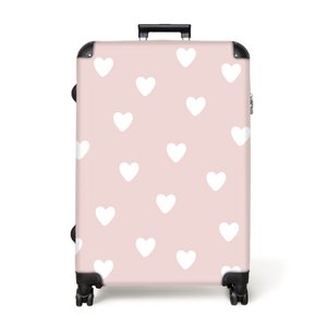 NoBoringSuitcases.com® - Lightweight suitcase - Pattern - Heart - Girls - Pink - Rolling suitcase with 4 wheels