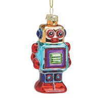 Christmas hanger robot made of glass, colorful (W/H/D) 5x9x3cm