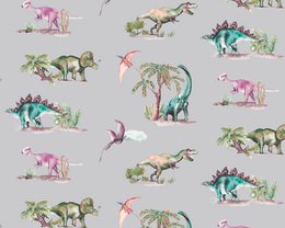 Papel Pintado Infantil Dinosaurios - Color Gris
