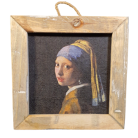 wooden tile old dutch girl with a pearl earring