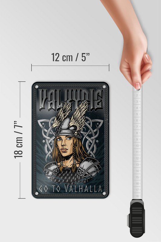 Tin sign saying 12x18cm Valkyrie go to Valhalla Viking decoration