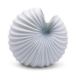  Tall, round vase with a blue dot pattern. Made of ceramic material. Suitable for displaying flowers or decorative purposes.