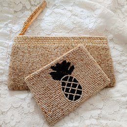 Beige Lola pung i glasperler