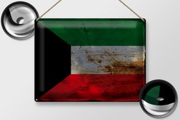 Tin Sign Flag Kuwait 40x30cm Flag of Kuwait Rust