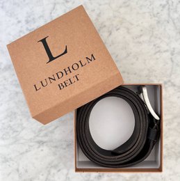 Lundholm leather belt men's leather cognac brown black - 115 cm - adjustable to size - Scandinavian design - gift for man men's gifts tip father's day gift father's day gift