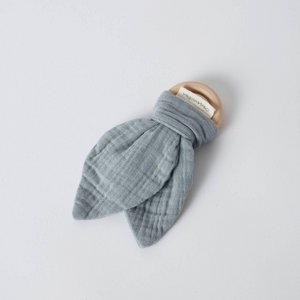 OrganicEra Beißring aus Bio-Musselin, Aqua