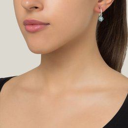 Mini-Creolen-Ohrring aus Silber und blauem Kristall, vergoldet aus Sterlingsilber