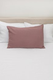 Woodrose washed linen pillow case in various sizes, including IKEA, UK, Euro, DE, and US standard sizes. The pillow case is made of soft, washed linen material in a warm, dusty rose color.