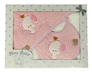 Geborduurde babybadhanddoek en slabbetje