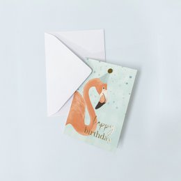 Karta ze złotej folii Flamingo