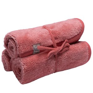 Set 3 facial bamboo sponge towels - Terracotta