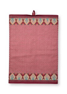 Tea Towel Flower Festival Scallop Dark Pink 50x70cm