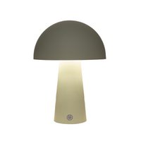 Tischlampe IP44 rund, LED incklusiv 80cm USB Zuleitung aus Kunststoff, Matt Olive (B/H/T) 15x21x15cm