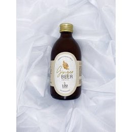Ginger beer by Lou Brewery, a non-alcoholic beverage with a bold ginger flavor, packaged in a glass bottle with a gold cap.