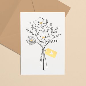 Greeting card gold foil | Bunch of flowers