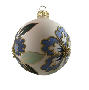 Weihnachtsschmuck aus Glas - Blumen blau - hergestellt in Europa
