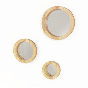 Spiegelset, Houten wandspiegelset 3 stuks