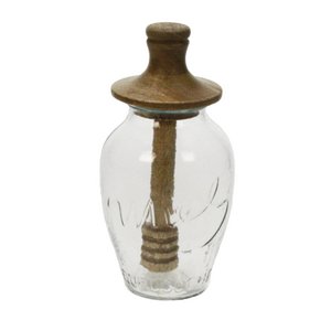 Honingpot met houten deksel en druppelaar 