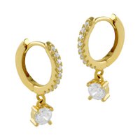 Silver and gold earrings with zircons