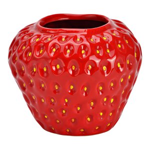 Aardbeienvaas van keramiek, rood (B/H/D) 14x12x14cm