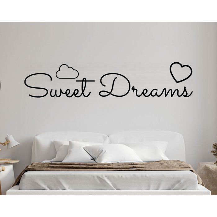 Stickerheld - Muursticker Sweet dreams - Slaapkamer - Droom zacht - Slaap lekker - Teksten - Mat Zwart - 37.1x175cm via de groothandel | Orderchamp