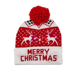 Knipperende muts - Wit/rood "Merry Christmas"