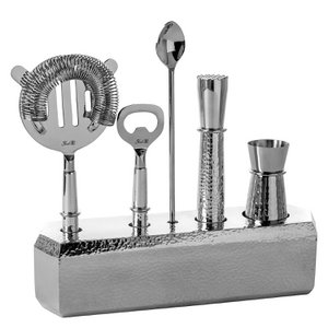 Barzubehör NASSAU 6er Set gehämmert silberfarben 22,5 cm