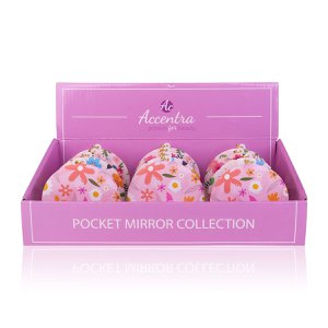 Taschenspiegel mit rosa Blumenprint und Schlüsselanhänger