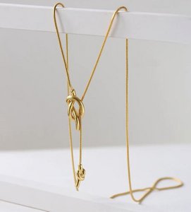 Minimalist Longline Sweater Necklace with Knot