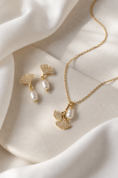 GINKGO PEARL DROPS - Boucles d'oreilles avec perle naturelle