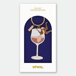  Colorful keychain with a wine glass charm and a toucan charm. Made of metal with enamel details.