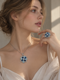 Azure Oil Painting Floral Jewelry Set