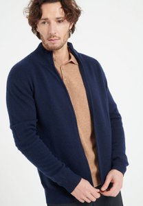 LUKE 8 Navy blue cashmere zipped cardigan