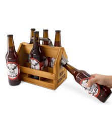 Caddy in legno per 6 bottiglie di birra