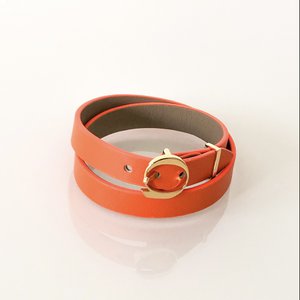 DUO TWIST leather bracelet Beige - Orange