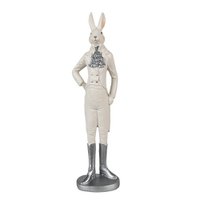 Rabbit statue 40 cm White Polyresin Easter decoration