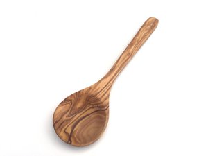 Servierlöffel rund breiter Griff 30 cm aus Olivenholz