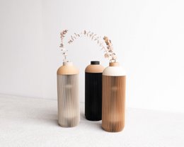 Onde Vase - Natural Wood and Mist White