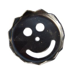 Replacement plate for magnetic soap holder, black with a smiley face design.