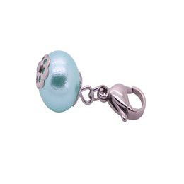 Light blue dangle pearl pendant with silver-tone hardware.